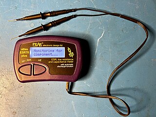 <span class="mw-page-title-main">ESR meter</span> Tool for measuring equivalent series resistance of capacitors