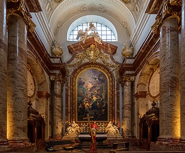 Baroque Ionic columns in the Karlskirche, Vienna, Austria, 1715–1737, by Johann Bernhard Fischer von Erlach[26]