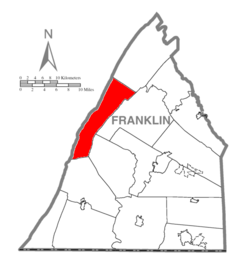 Map of Franklin County, Pennsylvania highlighting Metal Township