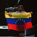 Mike Portnoy with flag of Venezuela