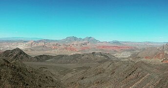 Muddy Mts and Bowl of Fire from Hamblin Mt (25866845443).jpg