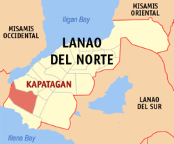 Mapa de Lanao del Norte con Kapatagan resaltado