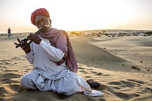 Alghoza player in the Thar Desert, Rajasthan, India Rajasthan Folk Music.jpg