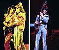 collage of Ron Wood, Mick Jagger and Bill Wyman at a concert in Chicago, 1975