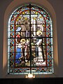 Saint Thibaut de Marly, Abbot of Les Vaux-de-Cernay, blesses King Saint Louis and Queen Marguerite in the abbey church. Stained glass window donated by the Countess Potocka to the church in Perrayy-en-Yvelines (France)[citation needed]