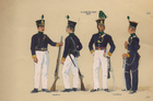 Uniforme della Guardia Nazionale e dei volontari dell'Esercito a Belém durante il Cabanagem, 1835.