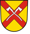 Gemeinde Reimsbach In Gold ein rotes Andreaskreuz, belegt mit zwei gekreuzten silbernen Äxten.[44] → Details