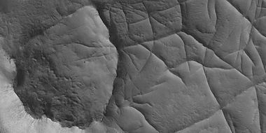 Close view of network of ridges, as seen by HiRISE under HiWish program. This is an enlargement of a previous image.