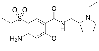 <span class="mw-page-title-main">Amisulpride</span> Atypical antipsychotic and antiemetic medication