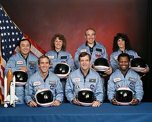 The crew of Space Shuttle mission STS-51-L