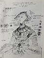 Studi untuk potret Małgorzata dari Pommern (1518–1569), skt. 1545, sebuah gambar dengan seluruh keterangan kostum pengasuh yang dijelaskan dengan cermat, dimaksudkan untuk referensi pada masa mendatang dan untuk memfasilitasi pekerjaan pada sejumlah besar komisi di ruang seniman.