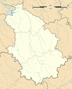 Mapa konturowa Górnej Marny, w centrum znajduje się punkt z opisem „Laville-aux-Bois”