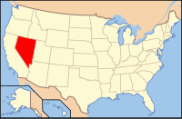 Bản đồ Hoa Kỳ có ghi chú đậm tiểu bang Nevada