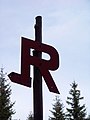 Mute sign marking a path in Krkonoše, the Czech Republic.