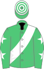 Emerald Green, White sash, Emerald Green sleeves, White stars, hooped cap