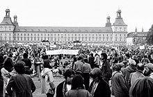 120,000 people attended an anti-nuclear protest in Bonn, West Germany, on 14 October 1979, following the Three Mile Island accident. ANTIAKW.jpg