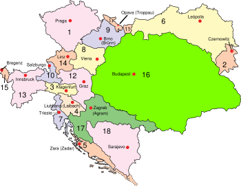 Mapa del Imperiu austrohúngaru.