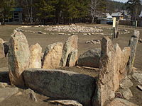 Slab grave. Exhibit in Ethnography Museum of E. Baikal peoples. Relocated from Horin region of Buryatia