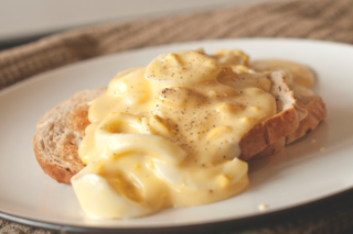 <span class="mw-page-title-main">Creamed eggs on toast</span> American breakfast dish consisting of cream sauce and hard-boiled eggs on toast or biscuits