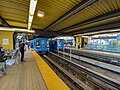 Two S-series trains stationed at the platforms during the farewell event