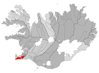 Grindavík beläget på en karta över Island