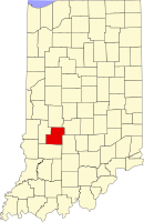 Map of Indiana highlighting Owen County