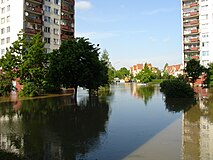 Überfluteter Stadtteil Kozanów in Breslau (22. Mai 2010)