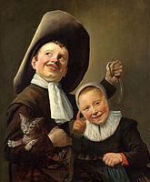 Judith Leyster, Fant in deklica z mačko in jeguljo, ok. 1635