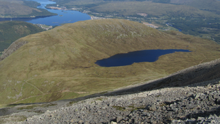 Meall an t-Suidhe, mountain and lake, as seen from the Ben Nevis footpath