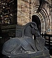 Unicorn from the royal arms, with a shield bearing a St Andrew's cross by Phyllis Bone