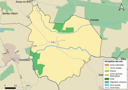 Carte des infrastructures et de l'occupation des sols en 2018 (CLC) de la commune.