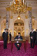 President Peña Nieto signing the Akasaka Palace guestbook, 2013