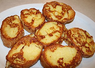 <span class="mw-page-title-main">French toast</span> Dish of fried bread, eggs, and milk