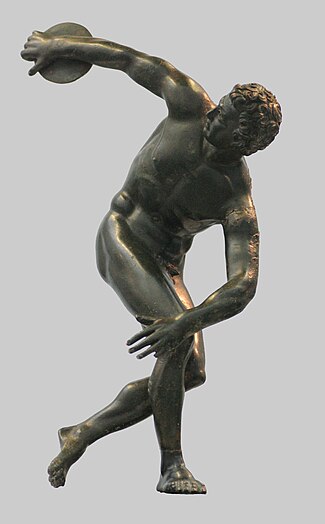 Roman reproduction of Myron’s Discobolos in Bronze.