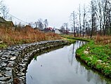 Schanskorven langs de Trzebośnica in Polen