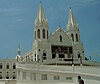 Basilica view from the aisle of Stations of the cross leading to Our Lady's Pond