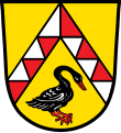 Gemeinde Beutelsbach (Bayern) In Gold unter einem mit Spitzen von Silber und Rot geteilten Sparren eine nach links gewendete, rot bewehrte, schwarze Utterschwalbe.