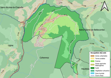 Carte en couleurs présentant l'occupation des sols.