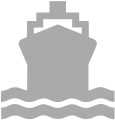 A grey silhouette of a container ship