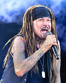 Jourgensen performing with Ministry in West Palm Beach, Florida in 2023.