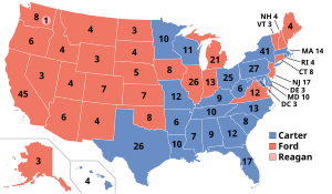 The electoral map of the 1976 election ElectoralCollege1976.svg