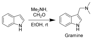 Gramine can be synthesized from indole