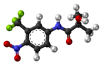 Thumbnail for File:Hydroxyflutamide molecule ball.png