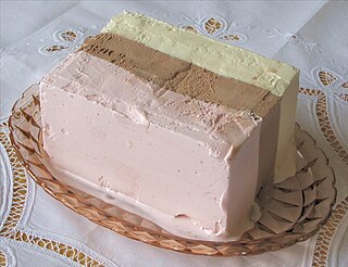 <span class="mw-page-title-main">Neapolitan ice cream</span> Ice cream composed of vanilla, chocolate, and strawberry flavours