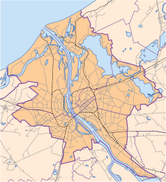 Mapa konturowa Rygi, w centrum znajduje się punkt z opisem „pomnik Wolności”