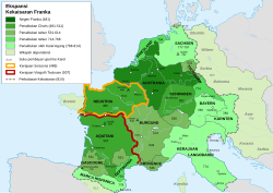 Peta diakronik dari keseluruhan wilayah yang pernah dikuasai orang Franka