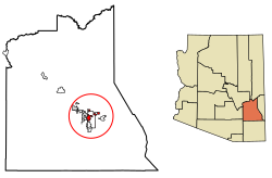 Location of Safford in Graham County, Arizona