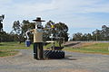 English: A statue of an man with an sky and a stubbie at Mirrool, New South Wales