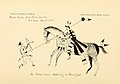 Mounted Assiniboine warrior attacking a Blackfoot. Made by an Assiniboine