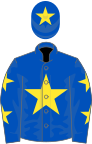 Royal blue, yellow star, yellow stars on sleeves, yellow star on cap